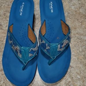 Coach Jolene Wedge Sandals Blue Size 7.5